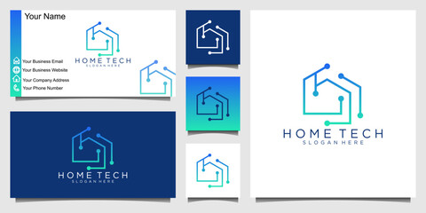 Building logo line business card. Creative real estate logo and business card design template vector icon.