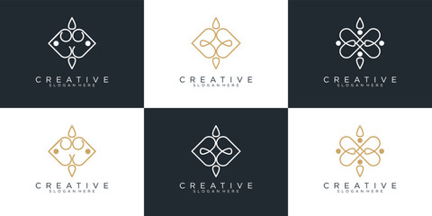  flower logo design. beauty salons, decorations, boutiques, spas, yoga, cosmetic and skin care products. premium business card