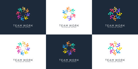 Fototapeta na wymiar collection abstract luxury people family and human logo template. symbol for teamwork