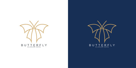 Set of luxury butterfly logo design, business card luxury logo template