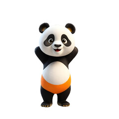 Obraz na płótnie Canvas 3d rendering of cartoon panda on Isolated transparent background png. generated with AI