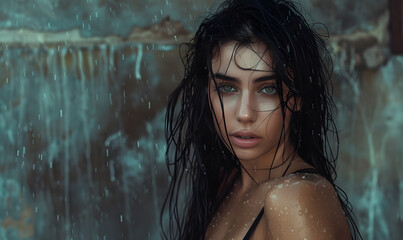 Fototapeta premium sensual beautiful blue-eyed female model 