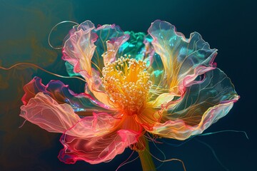 a flower with colorful petals - obrazy, fototapety, plakaty