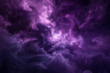 Dramatic Purple Smoke Explosion with Scary Glowing Center, Spooky Halloween Background, Digital Painting