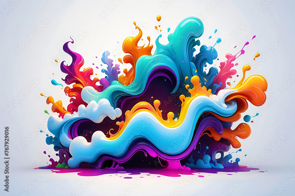 Poster surreal color splash abstract design. dynamic abstract splash, ideal for vibrant branding and creati