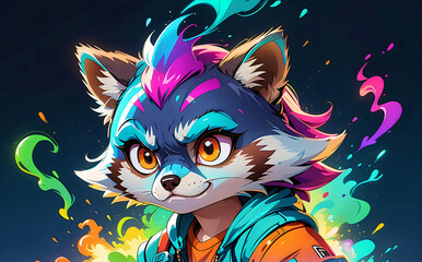 Cosmic Raccoon Adventurer Portrait.
A dynamic raccoon character, perfect for gaming avatars and cosmic-themed designs.