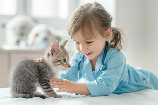 Photo of Baby veterinarian, grooming a pet
