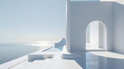 Island View Through an Open Window: A 3D Concept of Freedom and Light in a Glass-Frame Interior