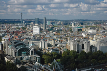 Obraz premium Charing Cross station seen from London Eye In London, UK