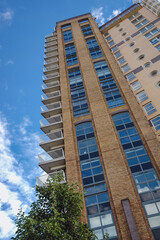 Fototapeta na wymiar Cascades Tower apartment building on the Isle of Dogs in East London, UK