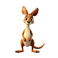 3d rendering of cartoon kangaroo  on Isolated transparent background png. generated with AI