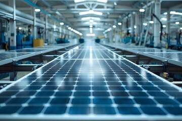 Enhancing Solar Panel Production Efficiency Through Automated Assembly Line Technology. Concept Solar Panel Efficiency, Automated Assembly Line, Renewable Energy, Technology, Innovation