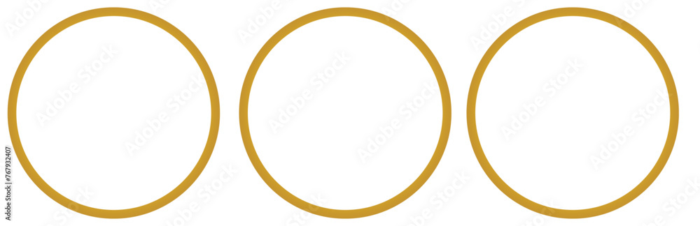 Poster round shiny frames with glowing effects. set of three gold, silver and rose gold round frames with s