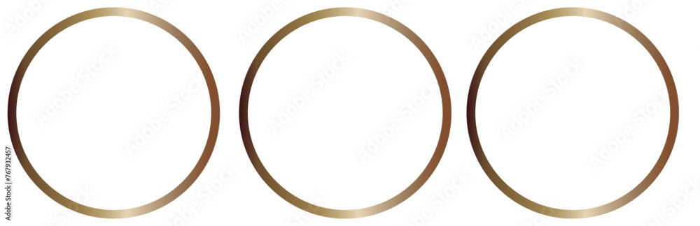 Poster round shiny frames with glowing effects. set of three gold, silver and rose gold round frames with s