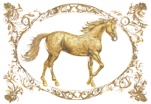 Eps10 Gold horse vector background black hand drawn ornament illustration