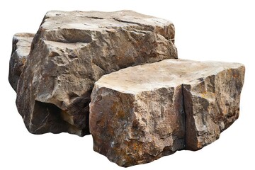 Large square stone rocks isolated on white background, natural texture, digital illustration - obrazy, fototapety, plakaty