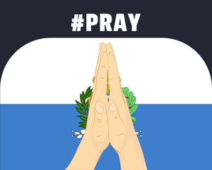 Pray for San Marino, help or support concept, San Marino flag with praying hands