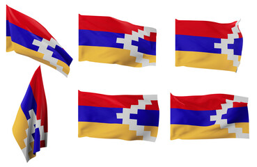 Large pictures of six different positions of the flag of Nagorno-Karabakh