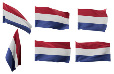 Large pictures of six different positions of the flag of Netherlands