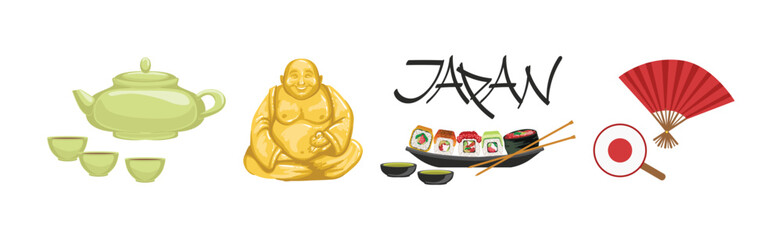 Japan Culture Object and Symbol Colorful Vector Set