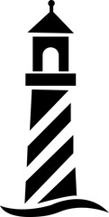 Lighthouse logo. Harbor icon. Light beacon symbol. Maritime tower emblem. Vector elements, tower building on transparent background. symbol in a simple flat trendy modern style for website design,