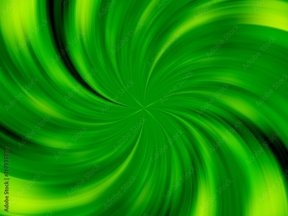 Poster vortex and rays with green shades - abstract graphic with effect of depth of space, motion, rotation