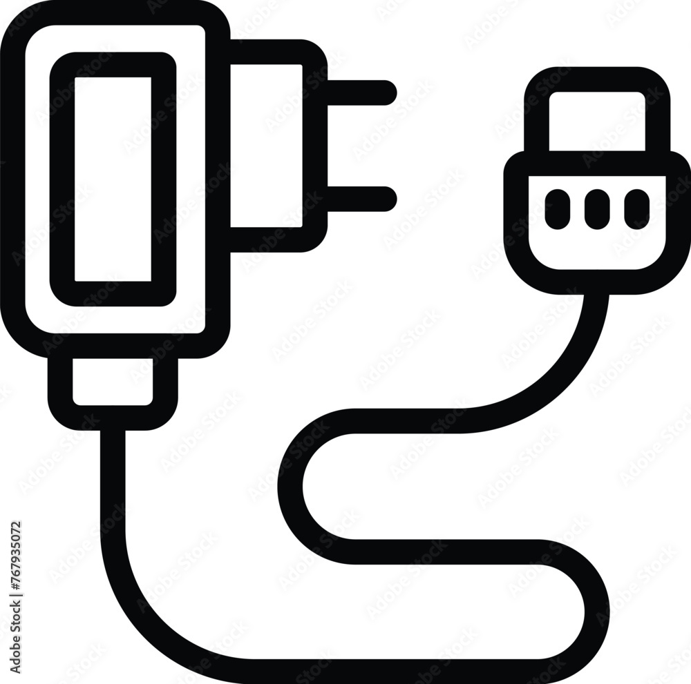 Poster phone refuel power wire icon outline vector. electrical power cellular device. energy connection ada