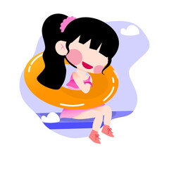 Women with a round float