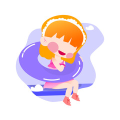 Women with a round float