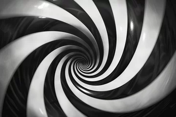 Foto op Plexiglas Hypnotic black and white swirling vortex background, abstract spiral pattern © furyon