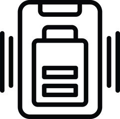 Low charge mobile icon outline vector. Low energy battery. Charging digital gadget