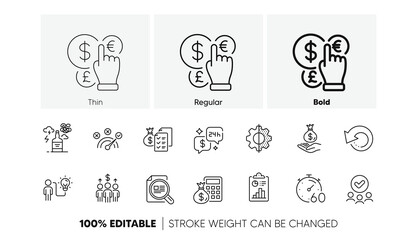 Timer, Consulting and Check article line icons. Pack of Business idea, Meeting, Transform icon. Alcohol addiction, Income money, Money currency pictogram. Recovery data, Approved group, Report. Vector