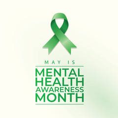 Mental Health Awareness Month design template good for celebration usage. mental health ribbon. green ribbon vector template. vector eps 10. flat design.