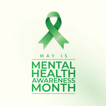 Mental Health Awareness Month design template good for celebration usage. mental health ribbon. green ribbon vector template. vector eps 10. flat design.