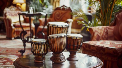 African drum beats for aerobics, luxurious afternoon tea in a retro setting