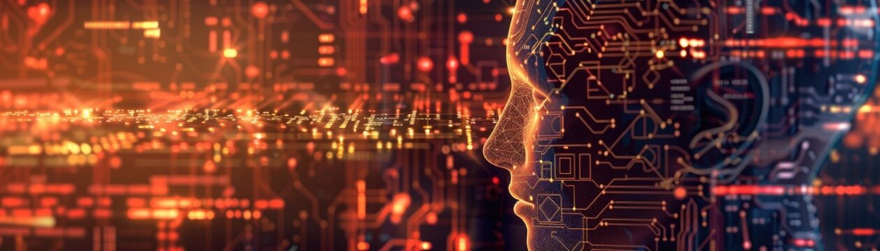 Cybernetic tapestry of AI development, a rich mosaic of code and algorithms crafting the fabric of machine cognition , 3D illustration
