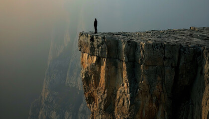 person standing near the edge of a cliff - Powered by Adobe