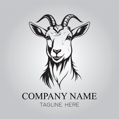 a Goat character logo company in black on the white background vector image 
