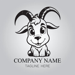 a Goat character logo company in black on the white background vector image 