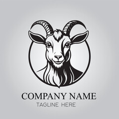 a Goat character logo company in black on the white background vector image 