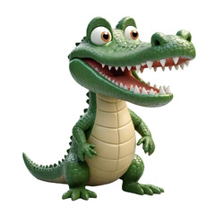Fototapeta premium 3d rendering of cartoon crocodile on Isolated transparent background png. generated with AI