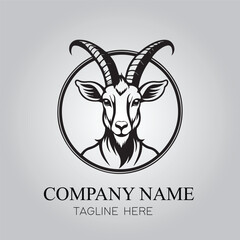 a Goat character logo company in black on the white background vector image 