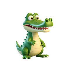 Fototapeta premium 3d rendering of cartoon crocodile on Isolated transparent background png. generated with AI