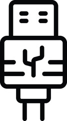 Fototapeta premium USB charging supply icon outline vector. Technology recharge accessory. Power battery cable