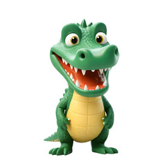 Fototapeta premium 3d rendering of cartoon crocodile on Isolated transparent background png. generated with AI