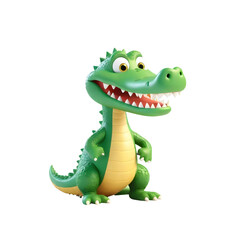 Naklejka premium 3d rendering of cartoon crocodile on Isolated transparent background png. generated with AI