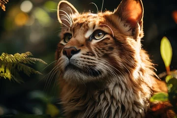  Puma in the tropical rainforest, observing his prey., generative IA © JONATAS