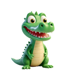 Fototapeta premium 3d rendering of cartoon crocodile on Isolated transparent background png. generated with AI