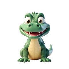 Fototapeta premium 3d rendering of cartoon crocodile on Isolated transparent background png. generated with AI