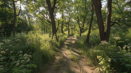Fototapeta premium Dirt Path Cutting Through Forest